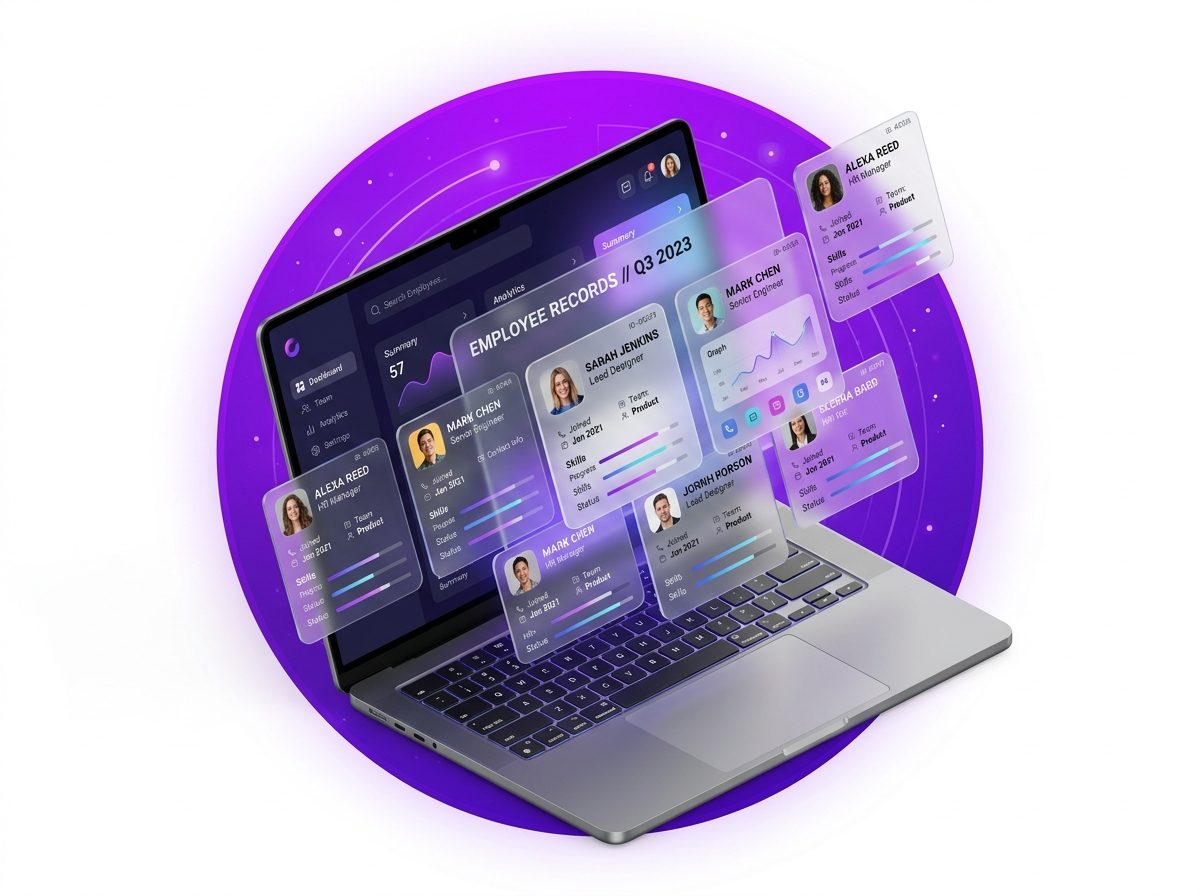 Complete Shift Management Software 3D Laptop Interface