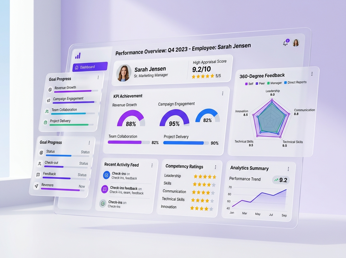 Cloud HRMS 3D Performance Analytics Dashboard