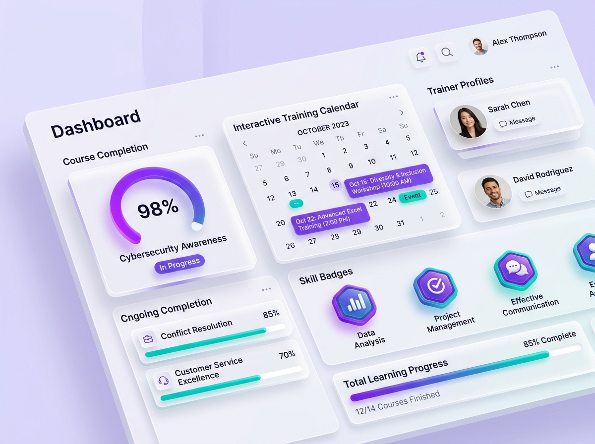 Cloud HRMS 3D Training Analytics Dashboard